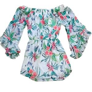 Hint of Blush Floral Off-Shoulder Dress